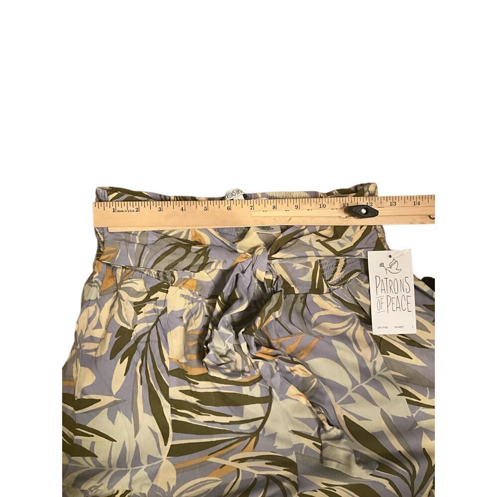 Patrons Of Peace Wide Leg Paperbag Pants Tropical Print Blue/Multi Size L NWT - Picture 5 of 5